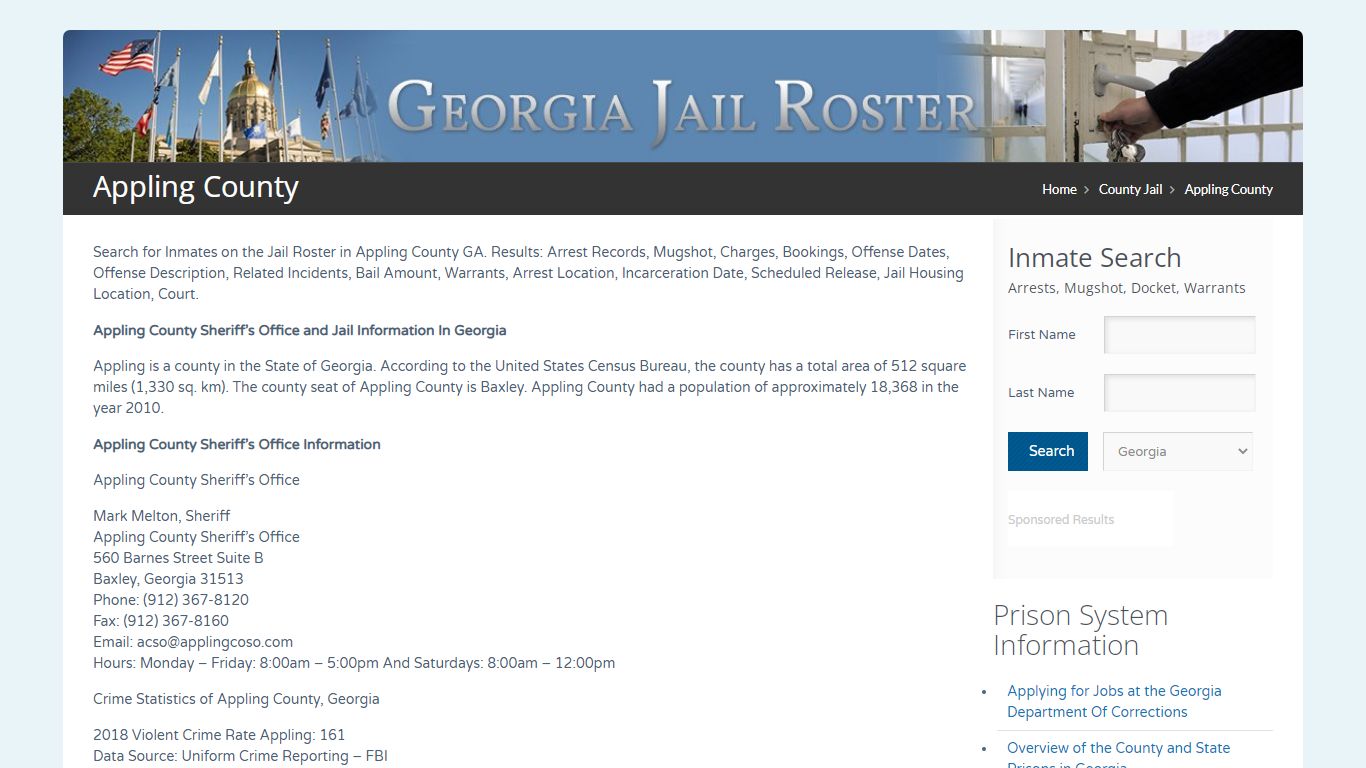 Appling County | Georgia Jail Inmate Search